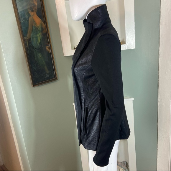 Two by Vince Camuto Ponte Knit Coated Moto Jacket XSmall Motorcycle Asymmetrical - Picture 10 of 15